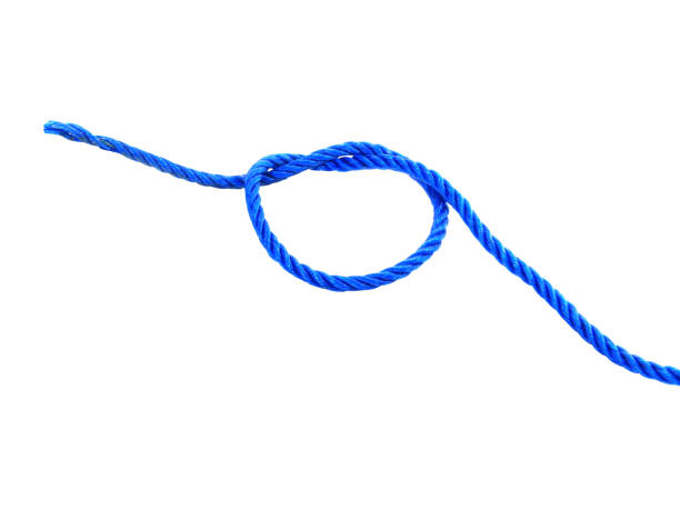 Blue nylon rope isolated on white background with clipping path.Selection focus.