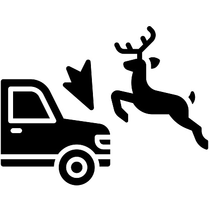 Car crash involving an animal icon, car accident and safety related vector illustration