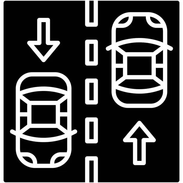Vector illustration of Oncoming traffic icon, car accident and safety related vector illustration