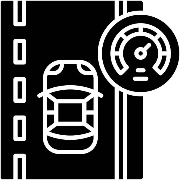 Vector illustration of Speed limit icon, car accident and safety related vector illustration