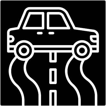 Slippery road icon, car accident and safety related vector illustration