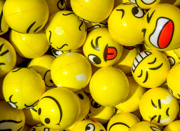 smile d funny emoji yellow balls background