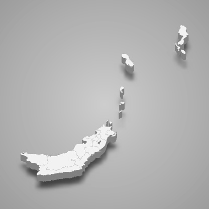 3d isometric map of North Sulawesi is a province of Indonesia, vector illustration