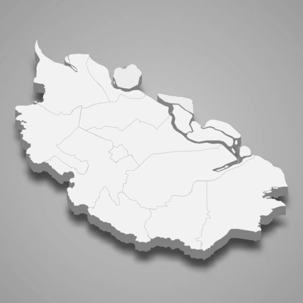 istock 3d isometric map of Riau is a province of Indonesia 2054989011
