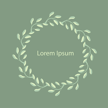 Floral circle leaves frame stock vector illustration Lorem Ipsum flat design stock vector illustration for web, for print