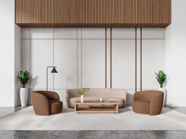 istock White and wooden office waiting room interior 2055042470