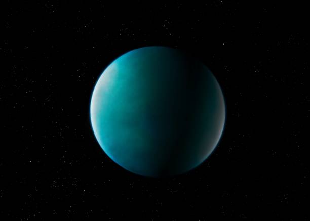 Giant planet in space. A planet with a thick atmosphere covered with clouds. Beautiful exoplanet on a black background.