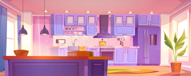 istock Home kitchen interior with furniture and appliance 2055064081