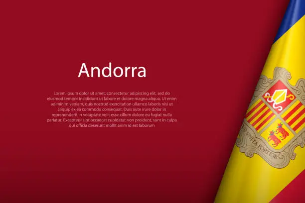 Vector illustration of Andorra national flag isolated on background with copyspace
