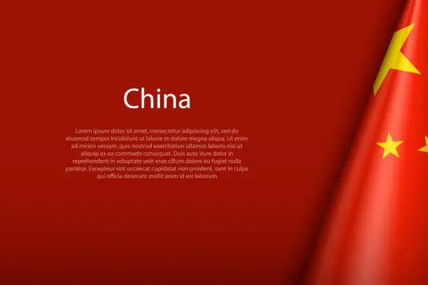 Vector illustration of China national flag isolated on background with copyspace