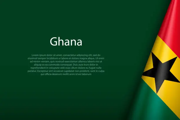 Vector illustration of Ghana national flag isolated on background with copyspace