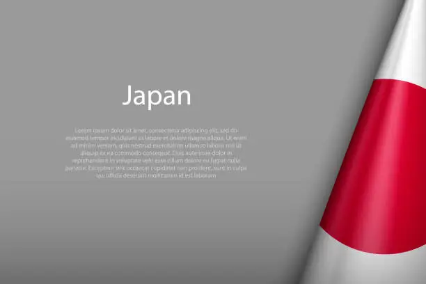 Vector illustration of Japan national flag isolated on background with copyspace