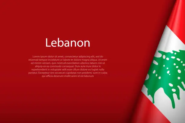 Vector illustration of Lebanon national flag isolated on background with copyspace