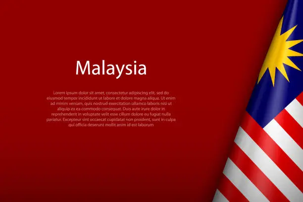 Vector illustration of Malaysia national flag isolated on background with copyspace