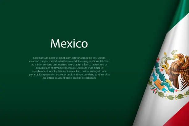 Vector illustration of Mexico national flag isolated on background with copyspace