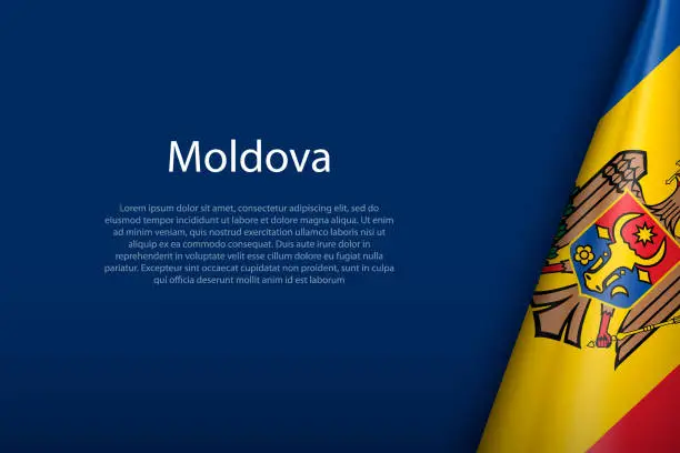 Vector illustration of Moldova national flag isolated on background with copyspace