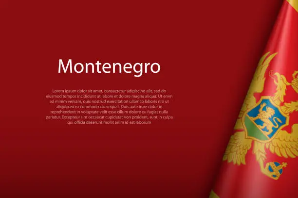 Vector illustration of Montenegro national flag isolated on background with copyspace