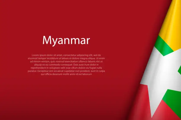 Vector illustration of Myanmar national flag isolated on background with copyspace