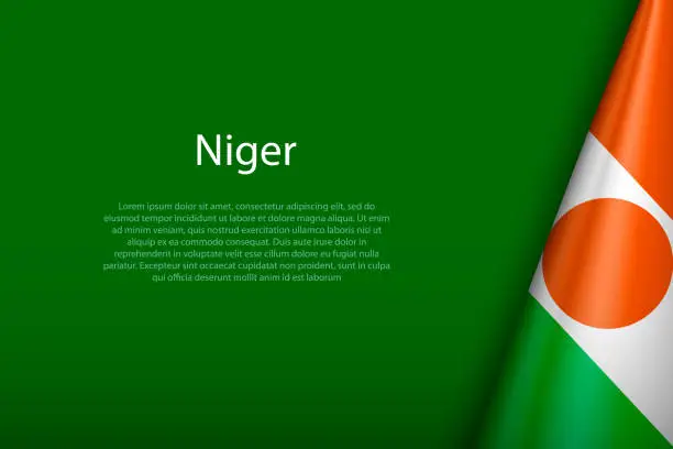 Vector illustration of Niger national flag isolated on background with copyspace