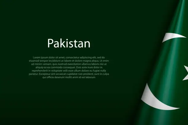 Vector illustration of Pakistan national flag isolated on background with copyspace