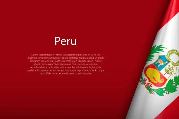 Vector illustration of Peru national flag isolated on background with copyspace