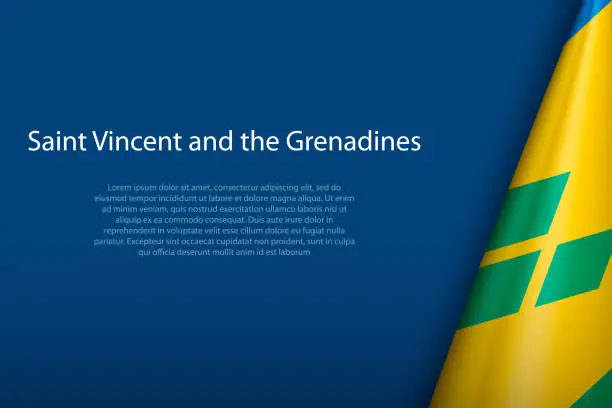 Vector illustration of Saint Vincent and the Grenadines national flag isolated on background with copyspace