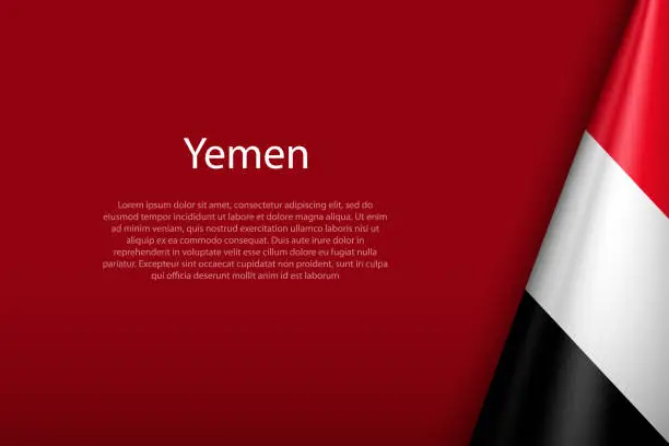 Vector illustration of Yemen national flag isolated on background with copyspace