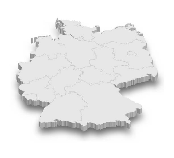 3d Germany white map with regions isolated 3d Germany white map with regions isolated on white background germany map regions stock illustrations