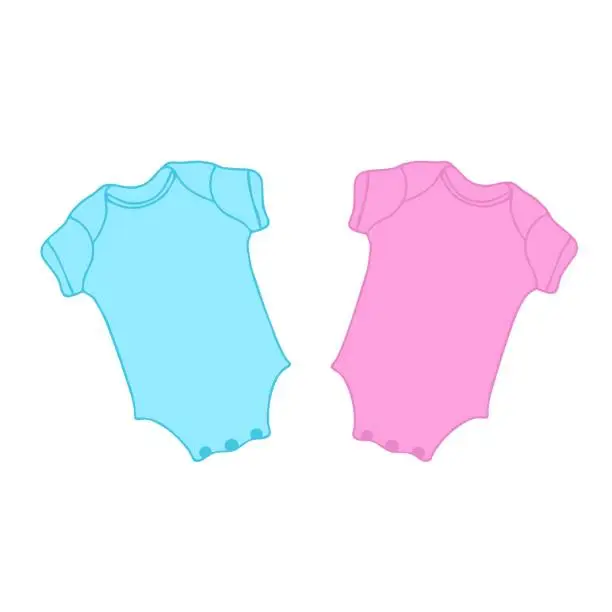 Vector illustration of Blue and pink baby shirts for boy and girl clipart cartoon illustration