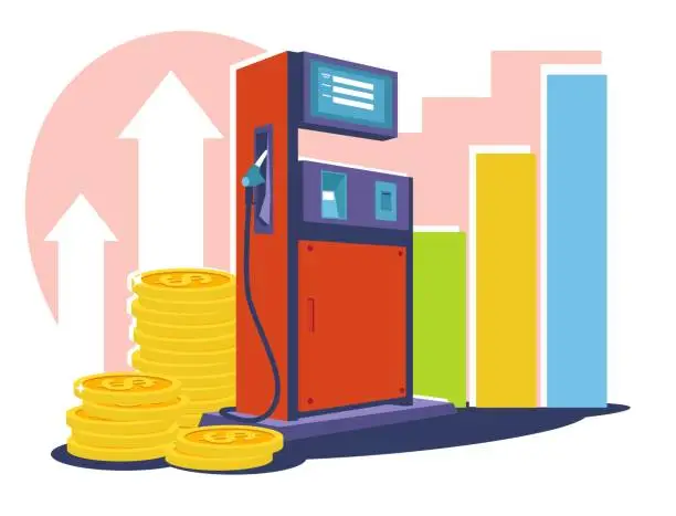 Vector illustration of Concept of rising gasoline and fuel prices