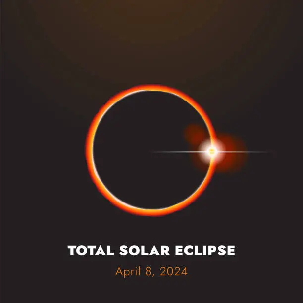 Vector illustration of Total Solar Eclipse 2024