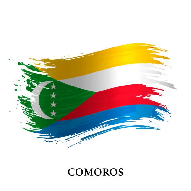 Vector illustration of Grunge flag of Comoros, brush stroke vector