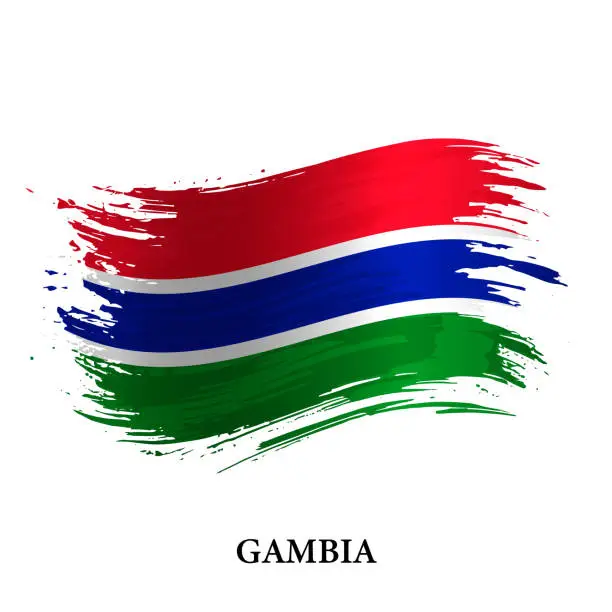 Vector illustration of Grunge flag of Gambia, brush stroke vector