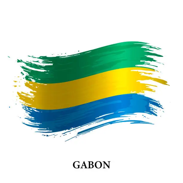 Vector illustration of Grunge flag of Gabon, brush stroke vector