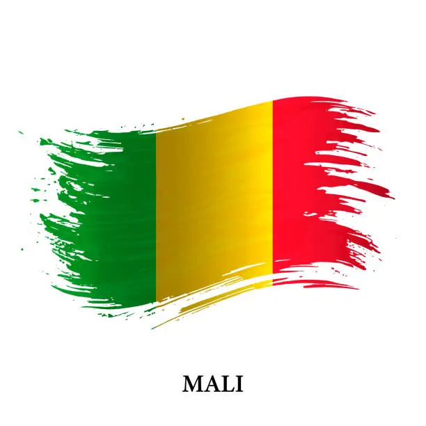 Vector illustration of Grunge flag of Mali, brush stroke vector