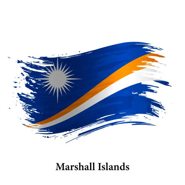 Vector illustration of Grunge flag of Marshall Islands, brush stroke vector