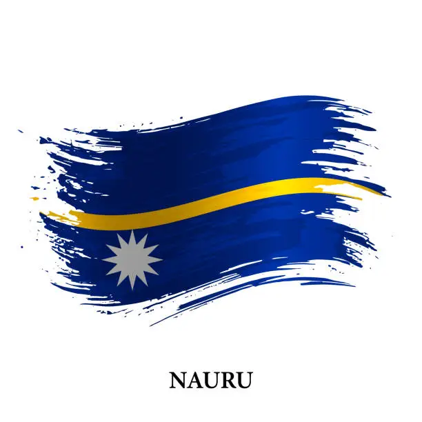 Vector illustration of Grunge flag of Nauru, brush stroke vector