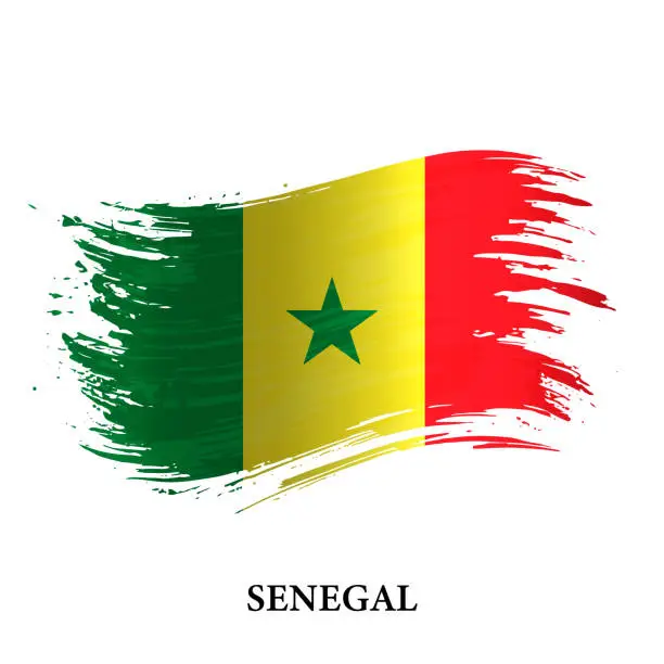 Vector illustration of Grunge flag of Senegal, brush stroke vector