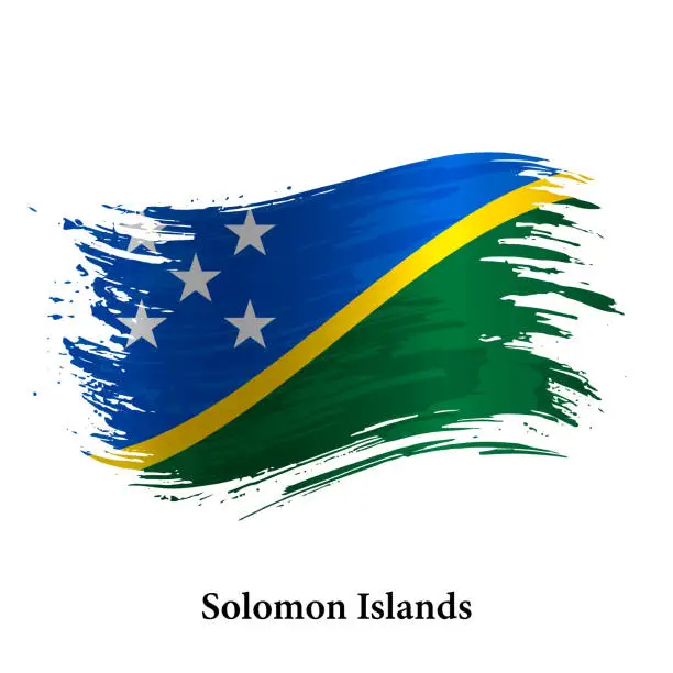 Vector illustration of Grunge flag of Solomon Islands, brush stroke vector
