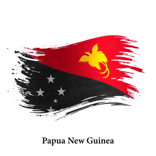 Vector illustration of Grunge flag of Papua New Guinea, brush stroke vector