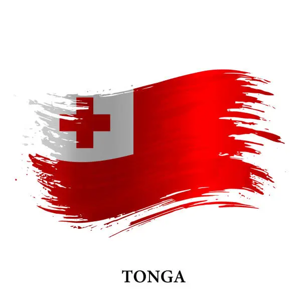 Vector illustration of Grunge flag of Tonga, brush stroke vector