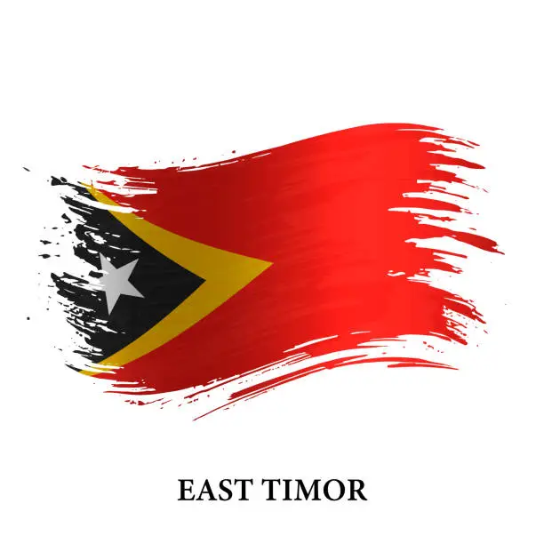 Vector illustration of Grunge flag of East Timor, brush stroke background