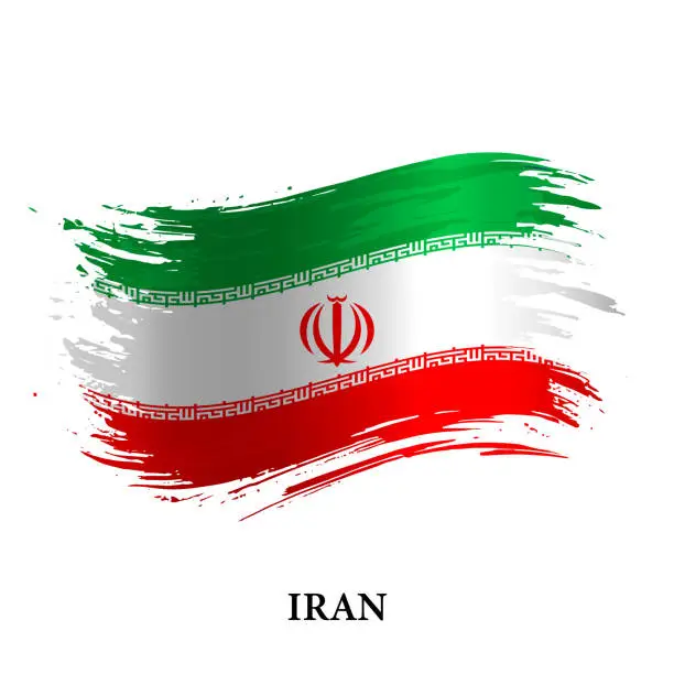 Vector illustration of Grunge flag of Iran, brush stroke background