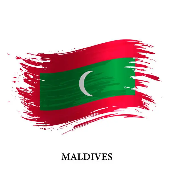 Vector illustration of Grunge flag of Maldives, brush stroke background