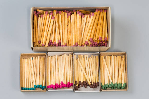 istock Different matchboxes with wooden household matches with heads different colors 2055161202