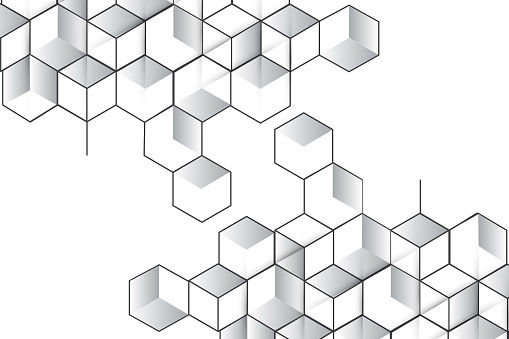 Black and white Abstract Cubes Shapes Isometric Pattern Design Background