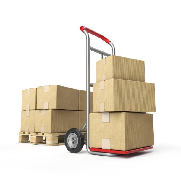 istock Hand truck with cardboard boxes 3D 2055302167