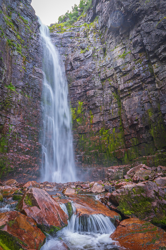Njupeskar is a waterfall in northwestern Dalarna, formed by Njupån in Fulufjallets nationalpark
