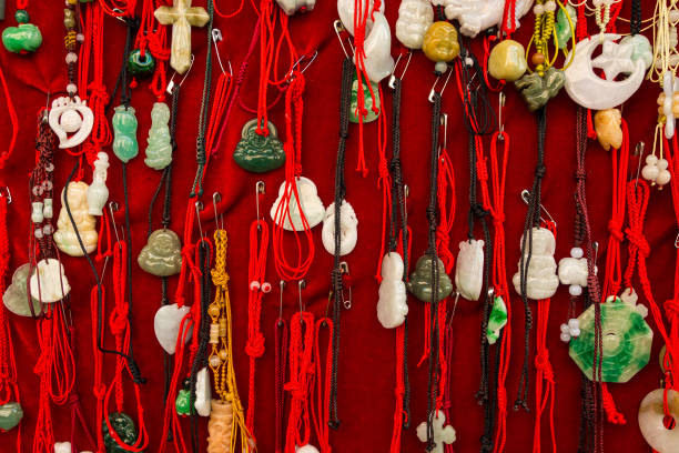 Chinese jade jewelry on display