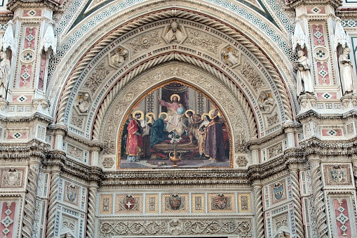 Frontage of Florence Cathedral from close, Tuscany